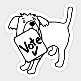 Cute Dog says Vote Outline Sticker